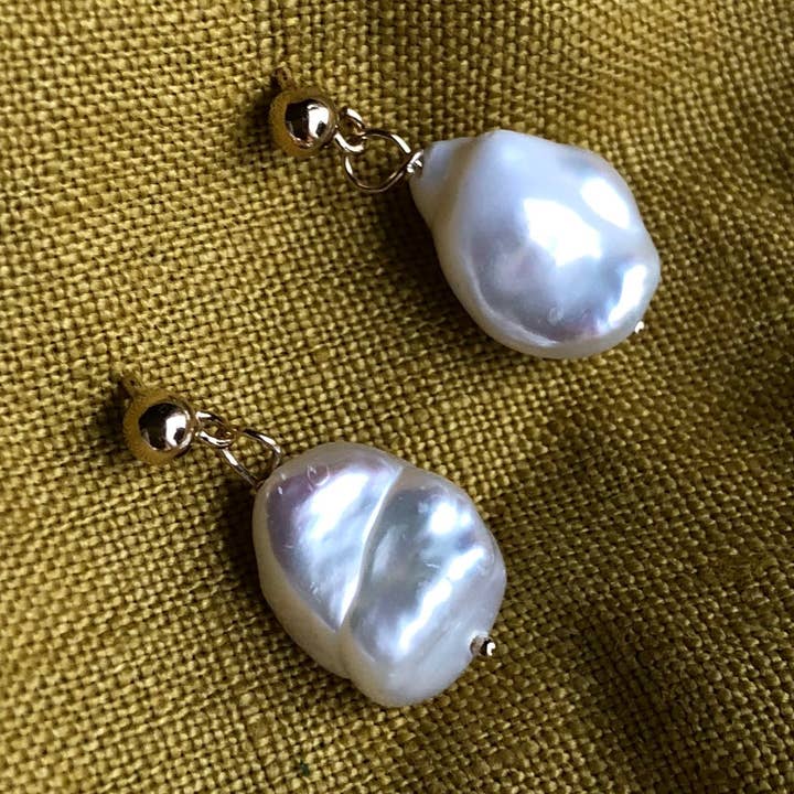 Naked Sage - Vente Boucles d'oreilles pendantes - Boucles d'oreilles baroques en perles | Doré1