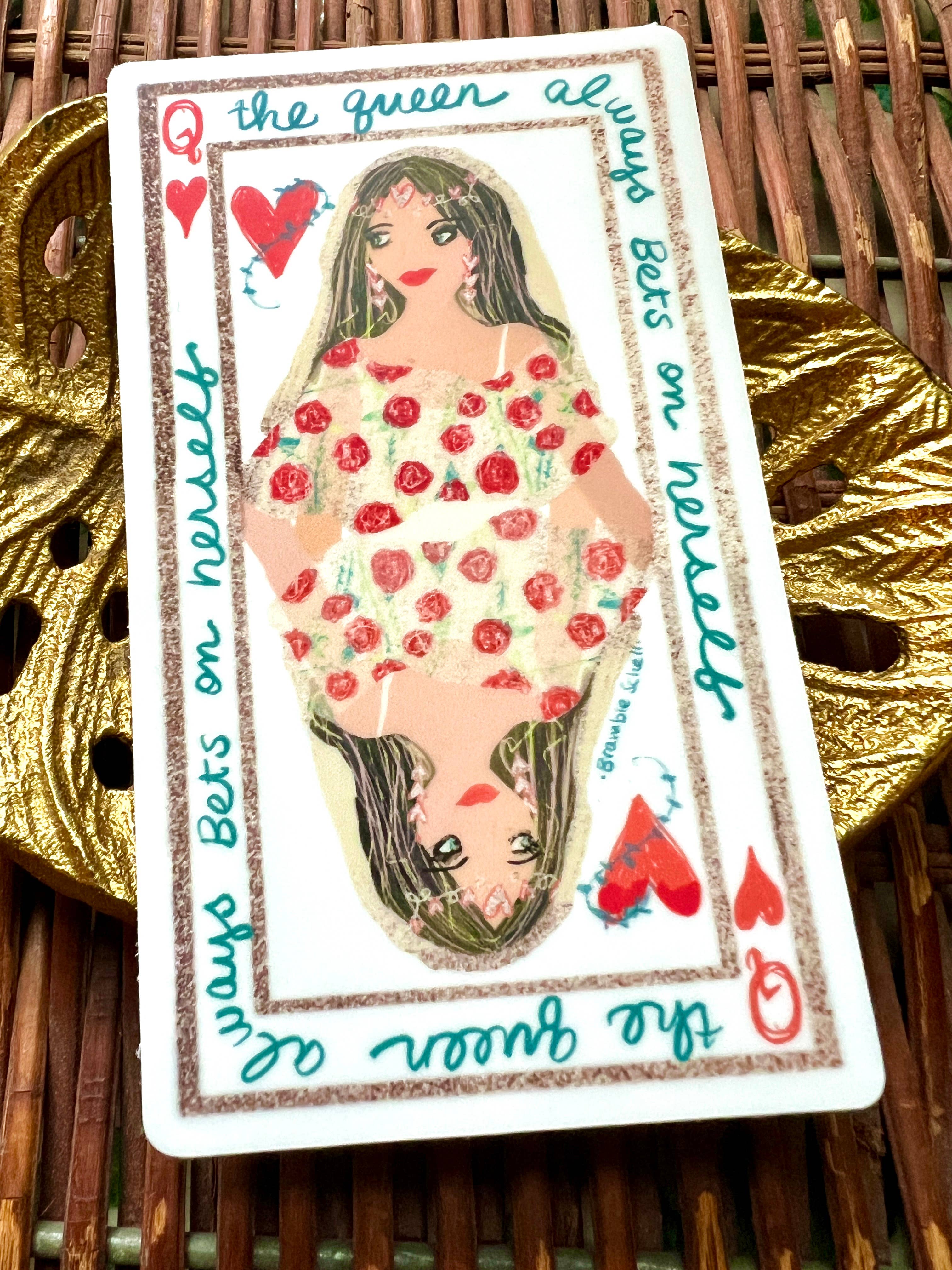 Bramble Schell Studio - Wholesale Sticker - Queen of Hearts Hand-Lettered Vinyl Sticker2