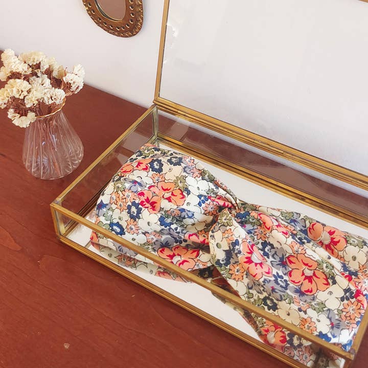 Diadema de algodón con estampado floral blanco y jemma/coral para venta al por mayor de Laure Derrey