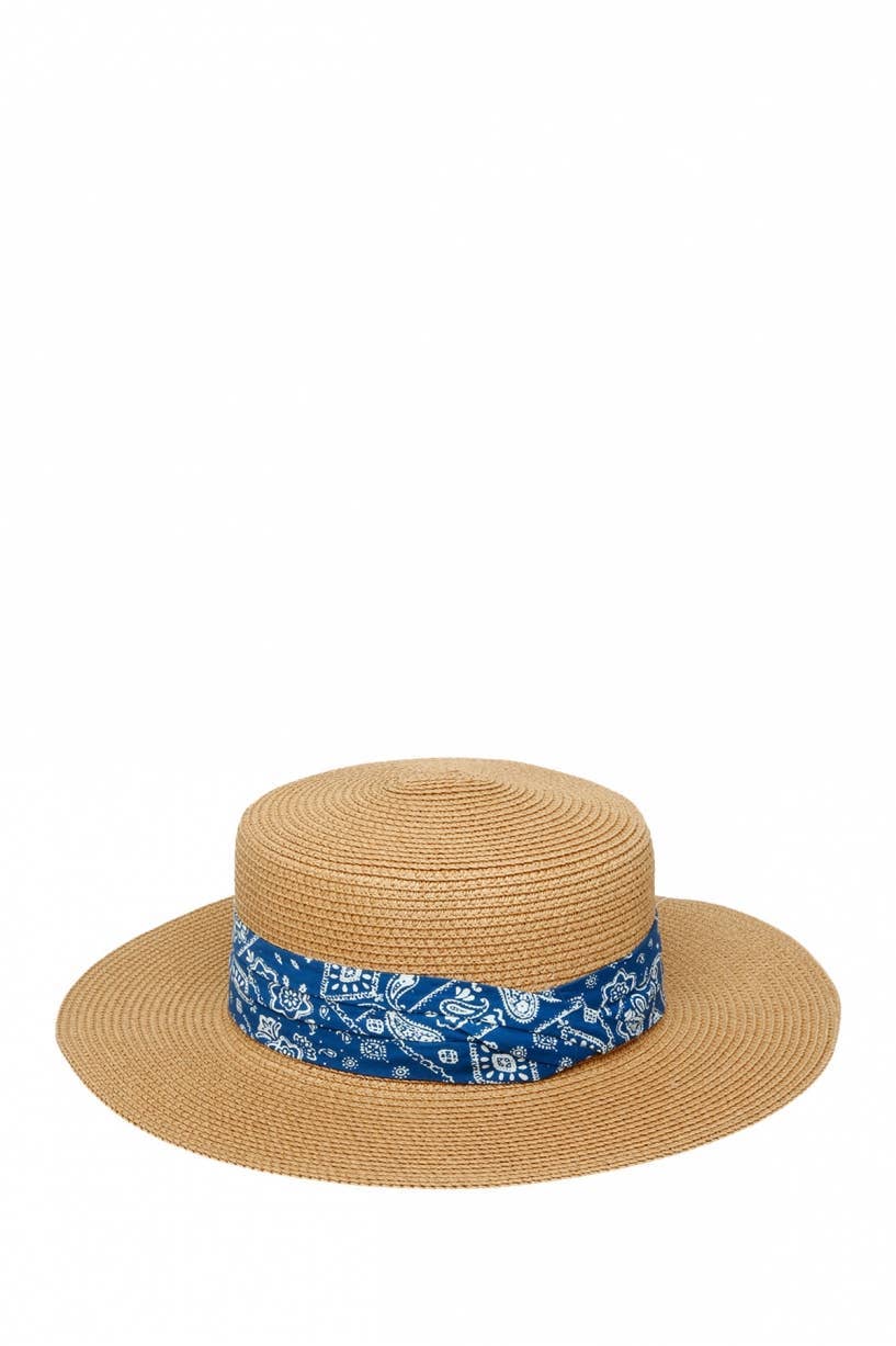 anbfashion – Chapéu de palha – Mulher por atacado – Bandana Wrap Flat Top Chapéu de Palha1