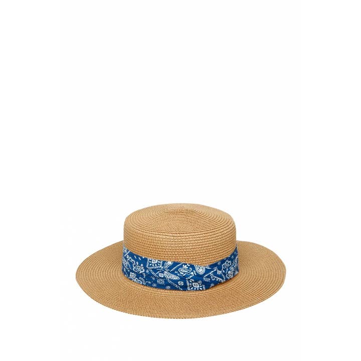 anbfashion - Wholesale Straw Hat - Women's - Bandana Wrap Flat Top Straw Hat1