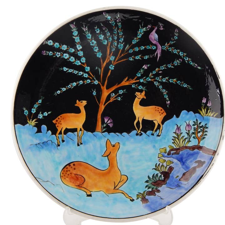 Plato de cerámica con motivo de ciervo hecho para venta al por mayor de Vintage Pillows Store