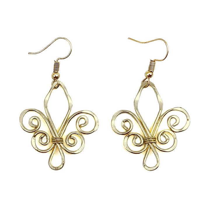 Gold Plated Earrings - Smaller Size Fleur-de-Lis for wholesale by Anju Jewelry