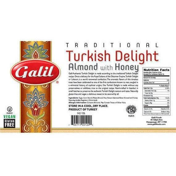 Galil Brands - Vente Bonbons gélifiés - Délice turc au miel et aux amandes | 16 oz | Galil