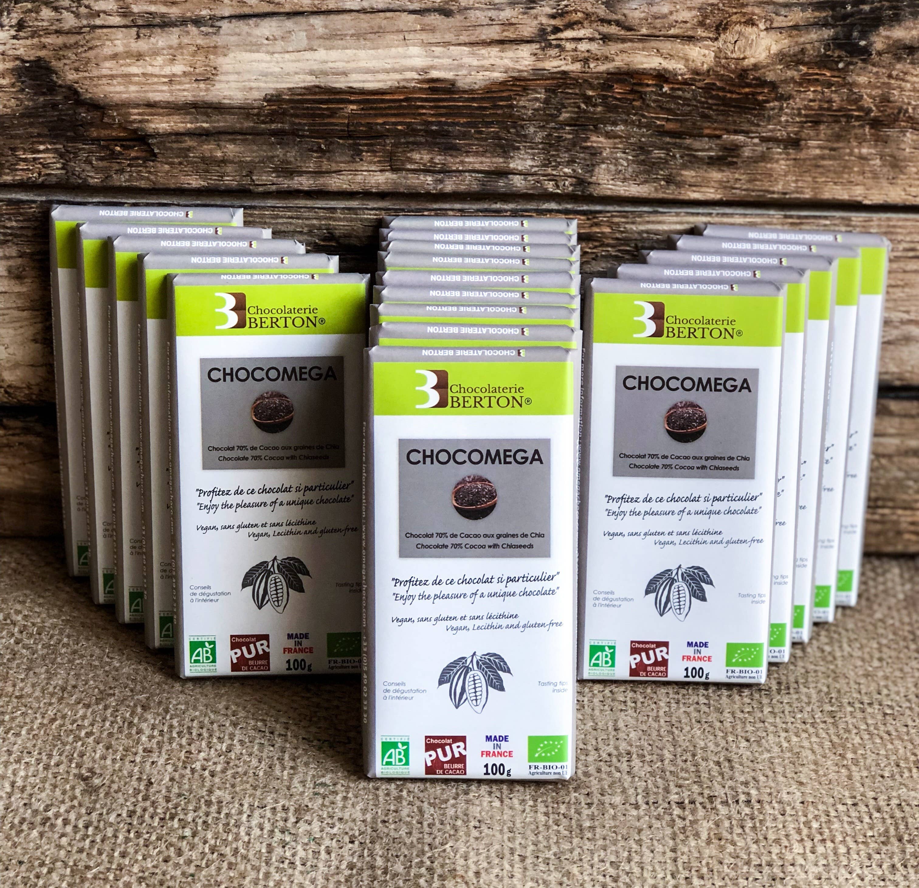 Chocolaterie Berton / Omegachoco - Wholesale Chocolate Bar - Chocomega Chia Organic Chocolate Bar1