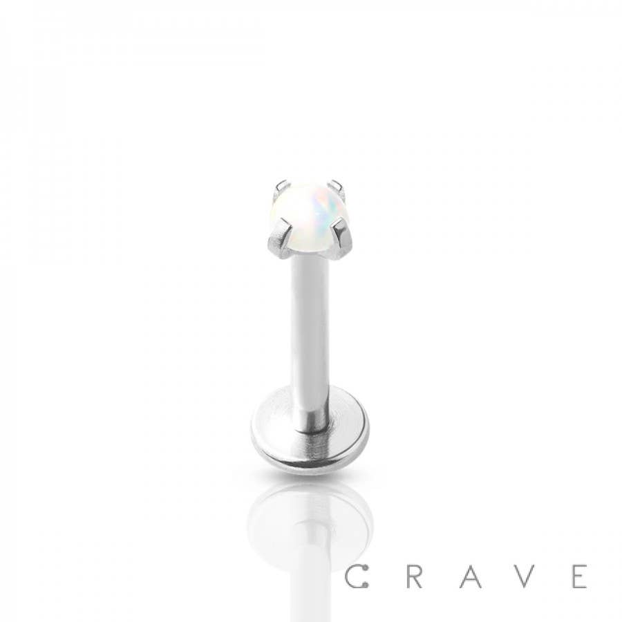 CRAVE - Wholesale Jewelry Set - OPAL PRONG SET TOP 316L SS INTERNALLY THREADED LABRET7