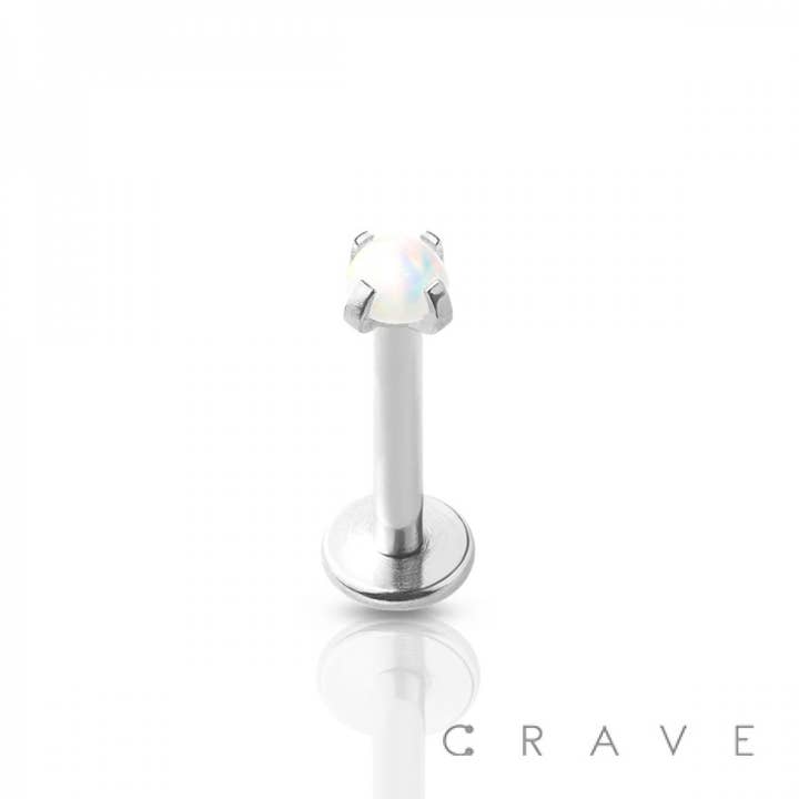 CRAVE - Wholesale Jewelry Set - OPAL PRONG SET TOP 316L SS INTERNALLY THREADED LABRET7
