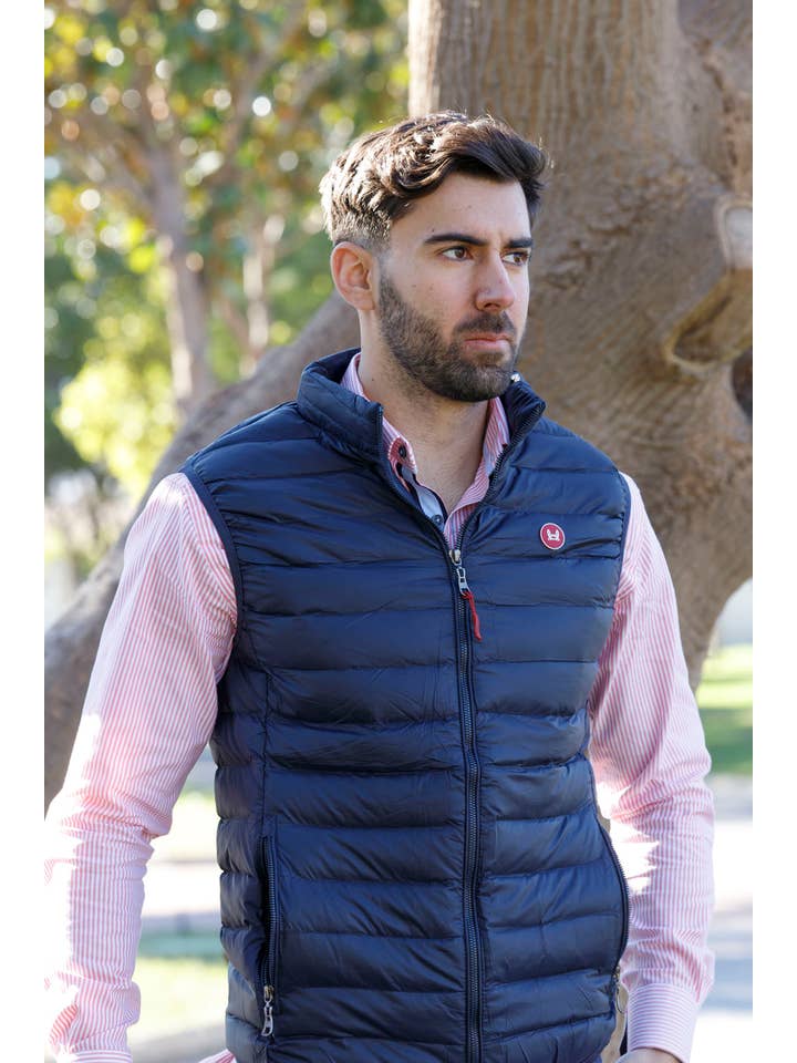 Custi Mikelo: Men's Clothing & Christmas Gifts - Wholesale Vest - Heren - Slim Fit Gewatteerd Vest Donkerblauw3