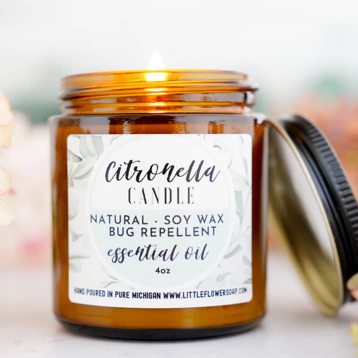 Citronella 4oz Soy Candle for wholesale by The Little Flower Soap Co