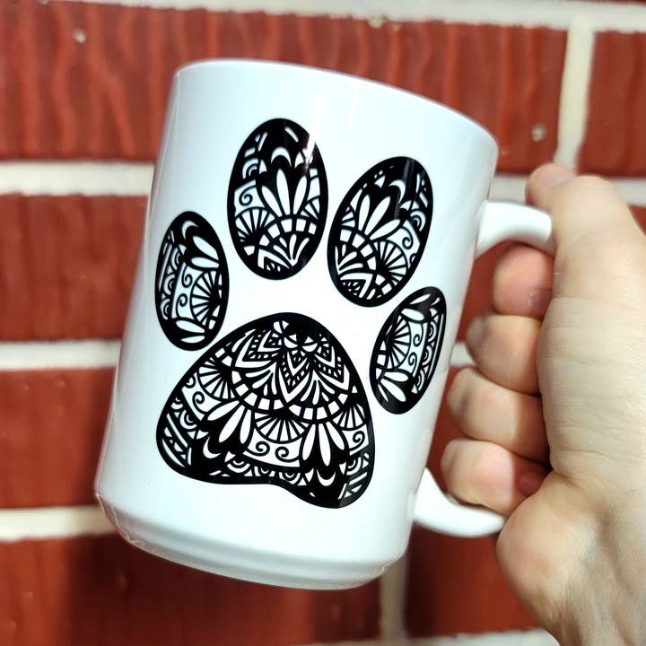 Paw Mandala Mug Coffee Lover Gift for Pet Lovers for wholesale by Cataleya Designs Studio LLC