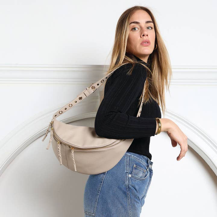 Jen & Co. - Wholesale Crossbody Bag - Women's - M2548 Nova Studded Sling Bag w/ Braided Zippers