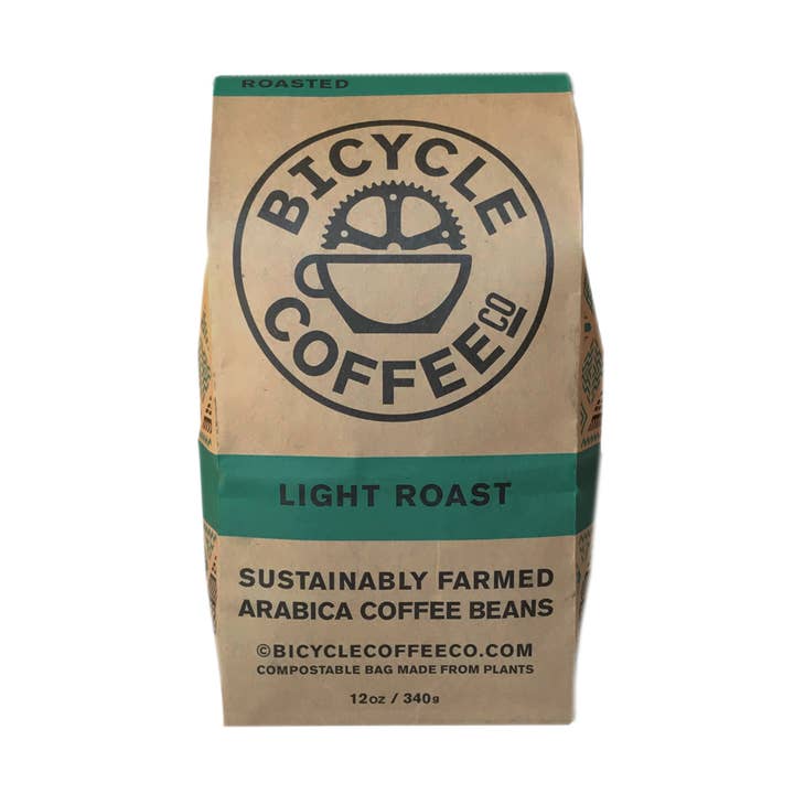 12-Unzen-Einzelhandelstasche aus leicht gebratenem Fleisch für den Großhandel von Bicycle Coffee Co