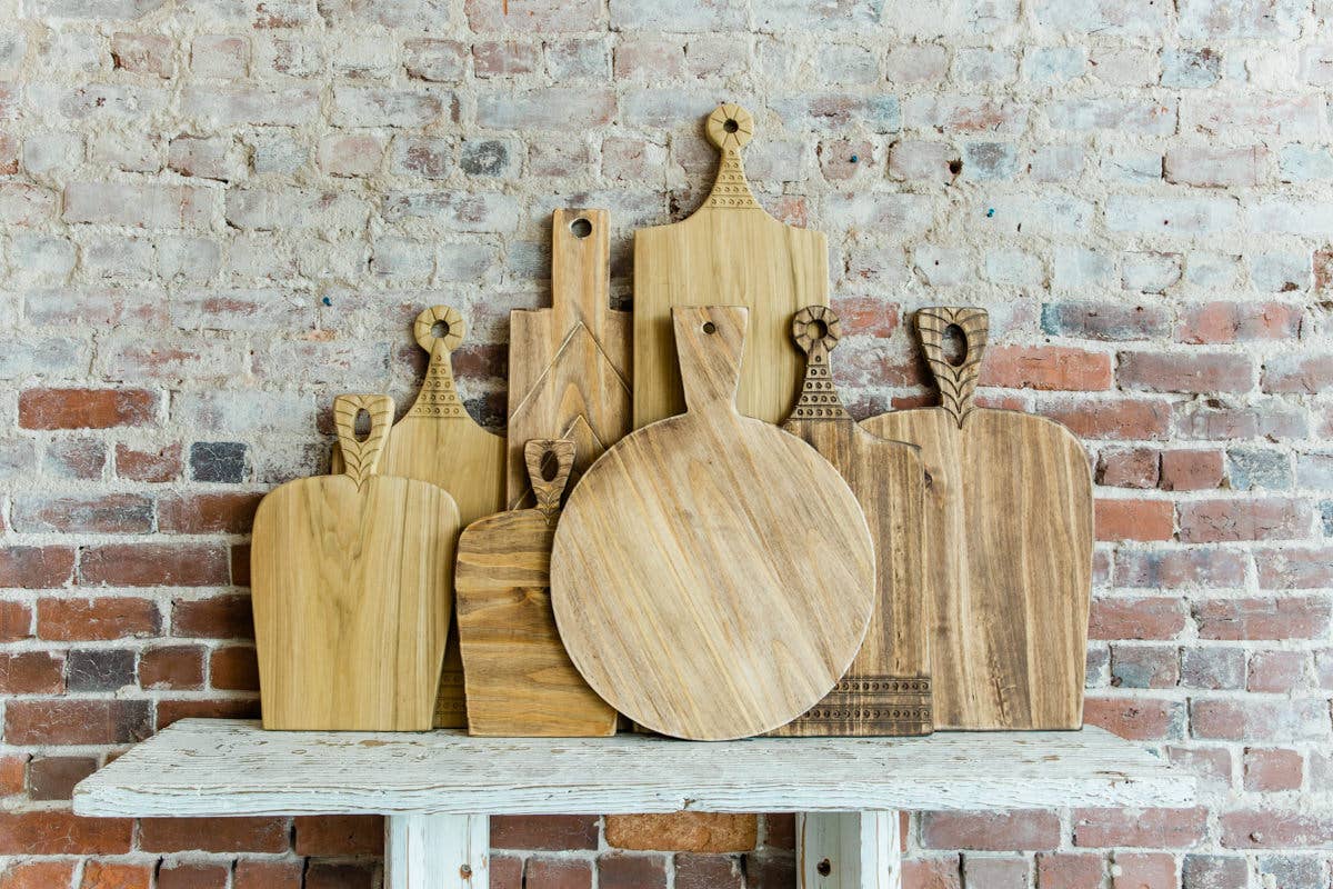 Grace Graffiti - Wholesale Cutting Board - Circle Wooden Paddle, Bread Board, Charcuterie, 23"7