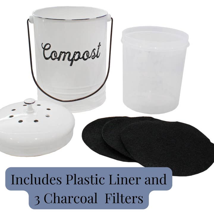 Kurated Korner - Wholesale Kitchen Tool/Gadget - AuldHome Design Enamelware Compost Bin2