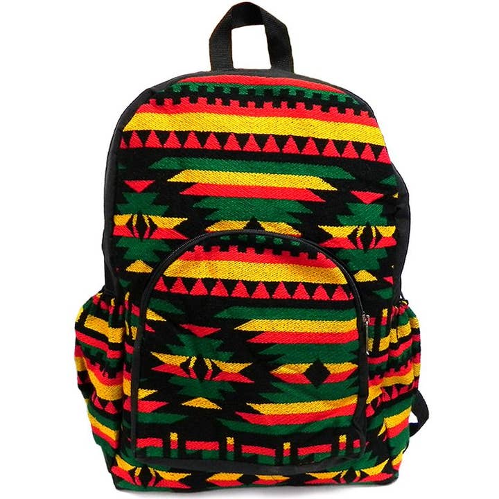 Pichincha - Wholesale Backpack - Women's - Large Rasta Tribal Striped Ecuadorian Backpack