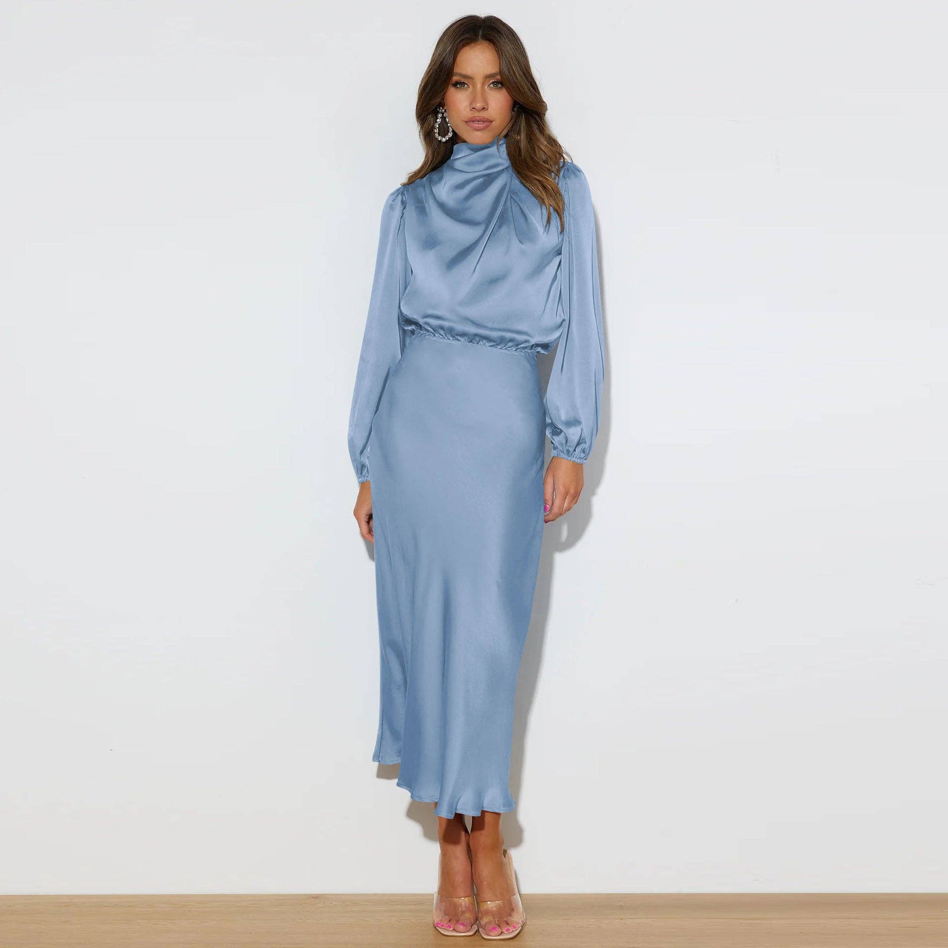 Sweetkama - Wholesale Dress - Women's - Ladies Elegant Satin Party Daily Midi Dress GQTG8