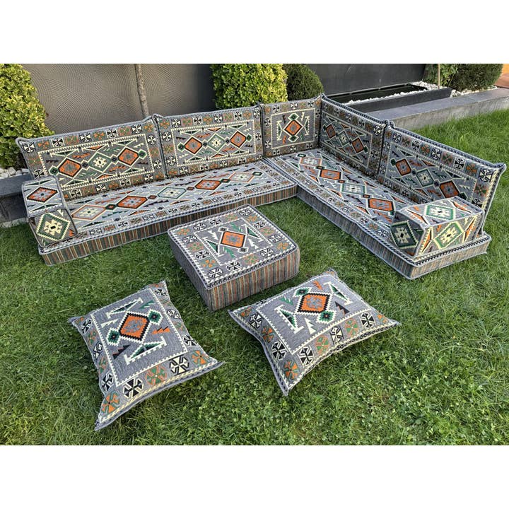 The Loom Wholesale - Wholesale Ottoman - Handmade Floor Seating - Kilim Patterned Ottoman Floor Sofa7