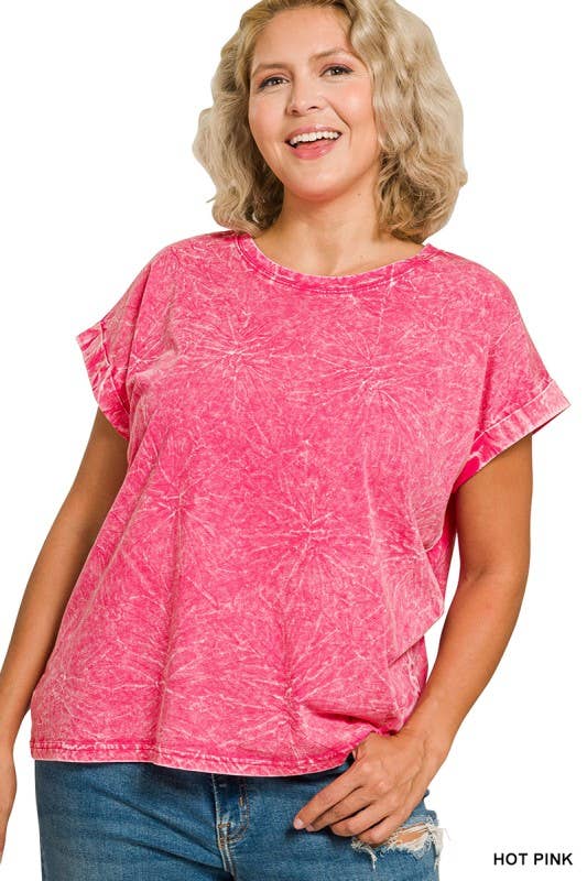 Vanilla Monkey - Vente Haut en maille – femme - T-shirt à manches courtes pliées, col rond, effet froissé Plus8