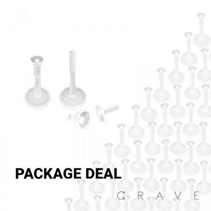 50PCS CLEAR BIOFLEX SILICON PUSH IN RETAINER WITH 2.5MM TOP for wholesale by CRAVE