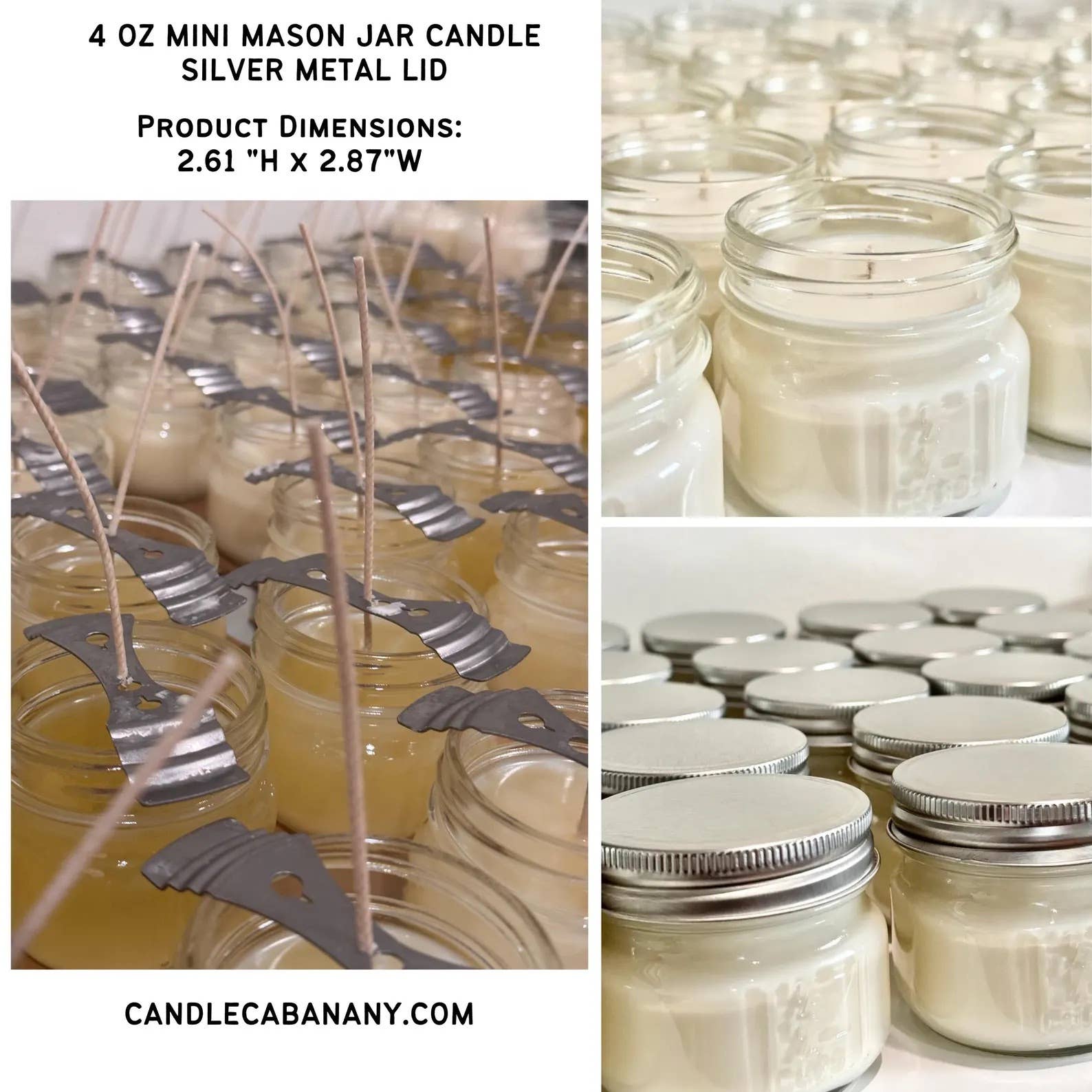 Candle Cabana - Wholesale Jar/Filled Candle - Sunday Linen 4 oz Mason Jar - 100% Natural Soy Candle2