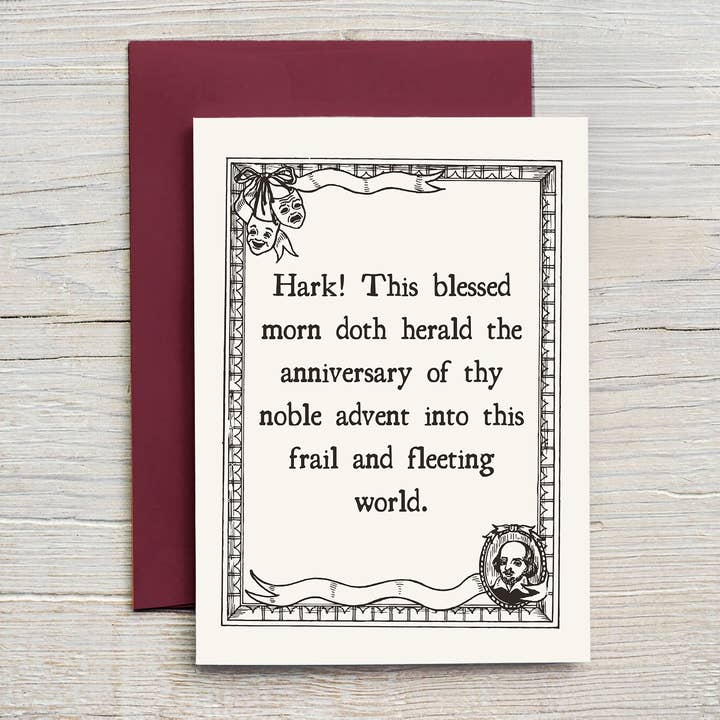 Shakespeare Birthday Card for wholesale by Oats & Honey