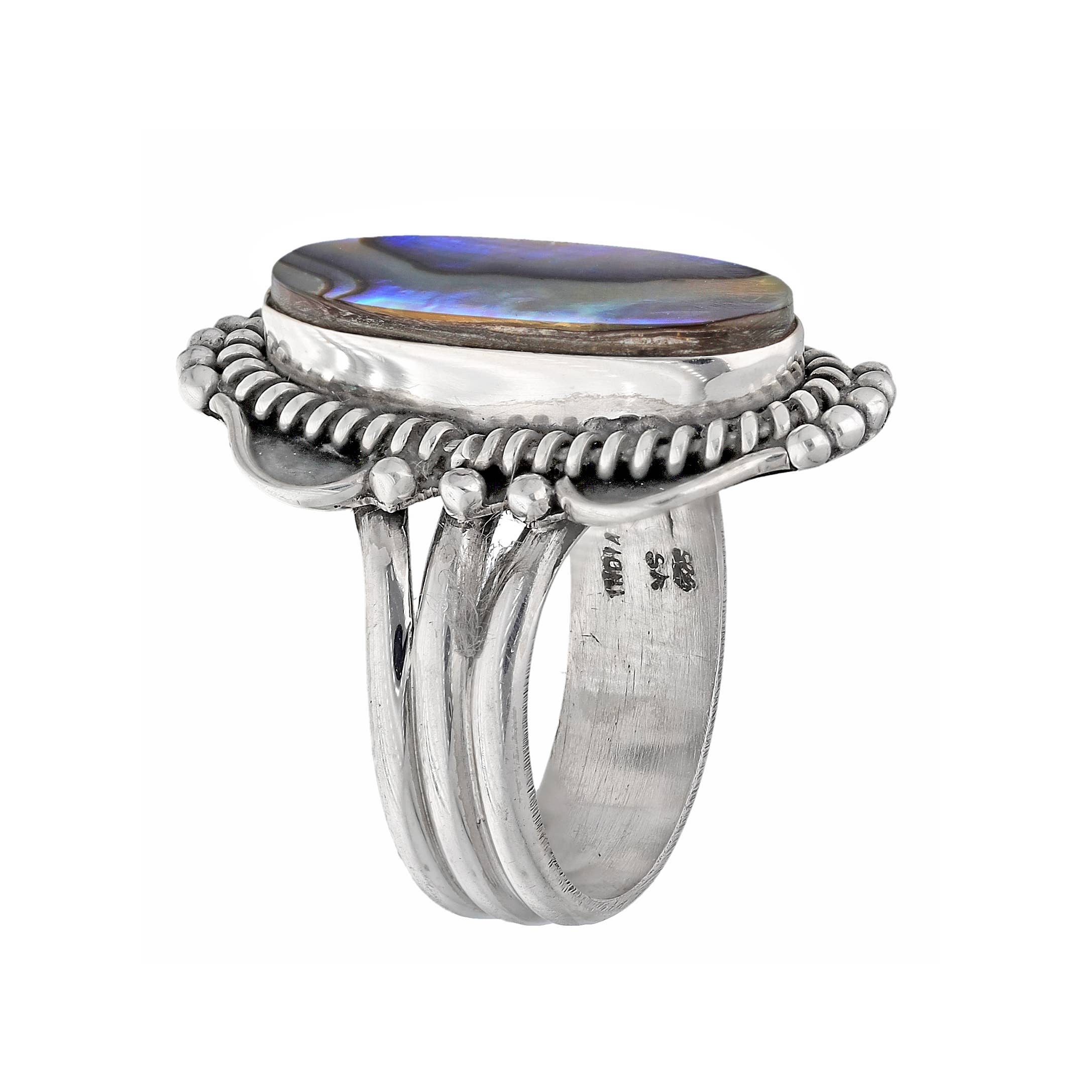Tiramisu – wholesale Cocktail/statement ring – Sculpted 925 Sterling Silver Mystic Tides Abalone Shell Ring2