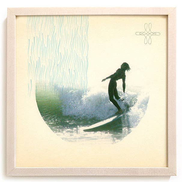 Surfing Art Print "His Mighty Downpour" - Mixed Media for wholesale by Matthew Allen Art