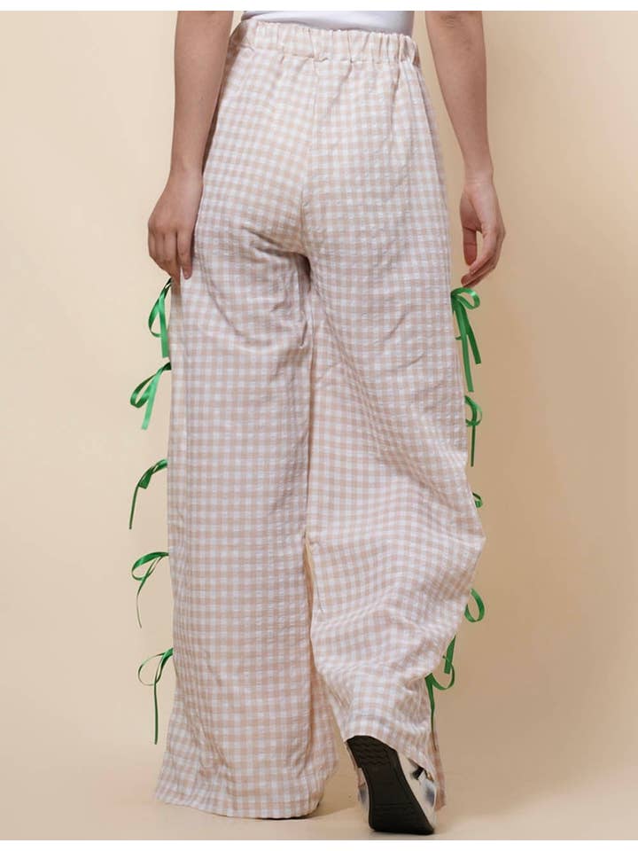 Sweetkama – Großhandel Hose – Damen – Damen Karierte Hose mit Seitenschlitz und Schleife SKP410942