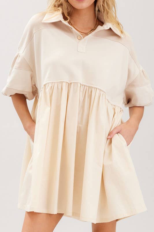 Beige Cotton Terry Mini Dress for wholesale on Faire3