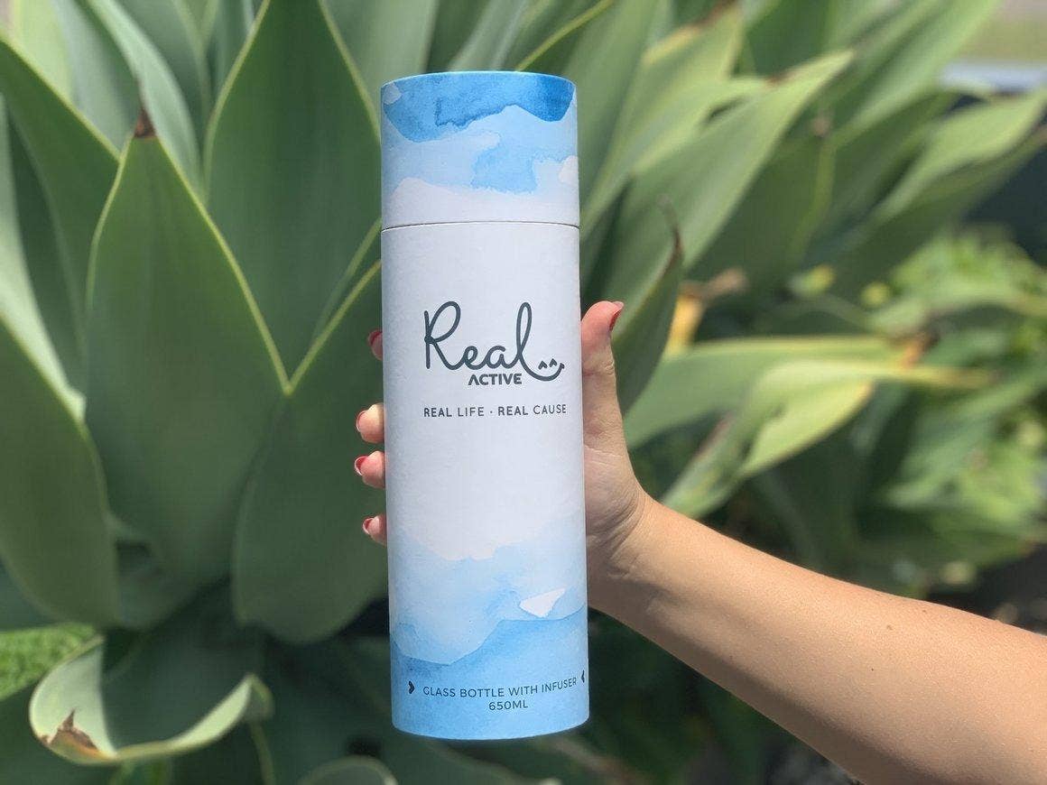 Real Active – wholesale Vattenflaska – 650ml vattenflaska glas med infusionsvätska5