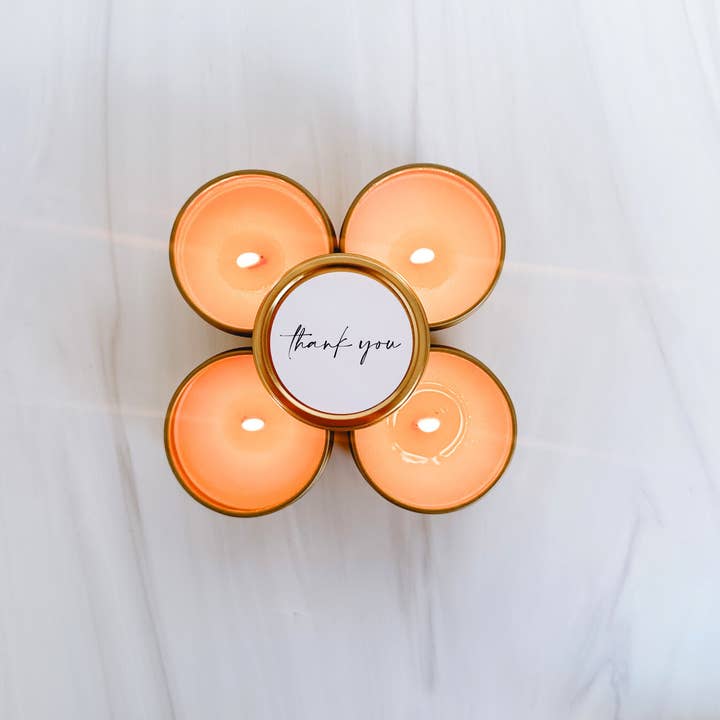 Mini Gold Tin Thank you Coconut Candle- 2 oz and other Purchase Wholesale mini 4 gold sparkler candles. Free Returns & Net 60 Terms on Faire trending on Faire.