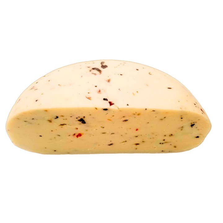 Olive Tapenade Gouda Cheese Half Wheel (5 lba) for wholesale by Eichtens Cheese
