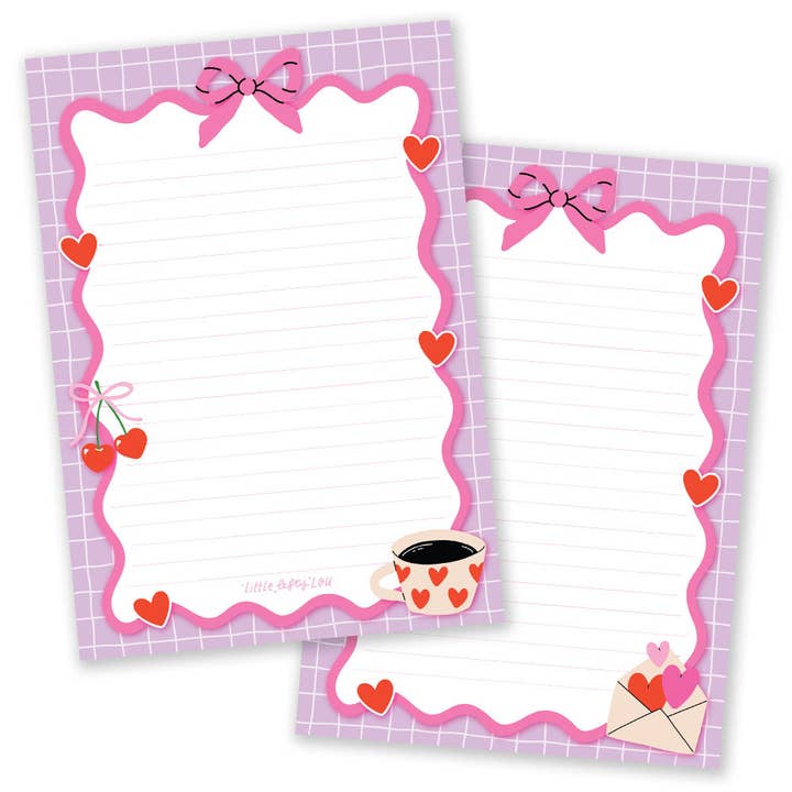 Little Lefty Lou - Wholesale Notepad - A5 Cherry Love Notepad Double Sided