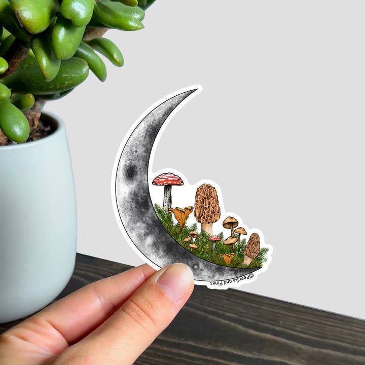 Pencils and Pines - Wholesale Sticker - Mushroom Moon Sticker2