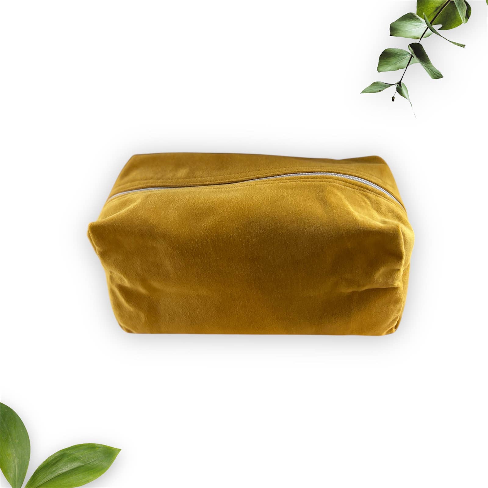 everydaybags.gifts - Vendita all'ingrosso Beauty case - Donna - Borsa da toilette in velluto senape fatto a mano – Articoli da viaggio0