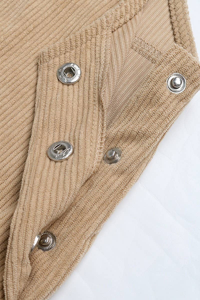 KHAKI CWDSD8740_CASUAL POCKET CORDUROY SUSPENDER DRESS for wholesale on Faire6