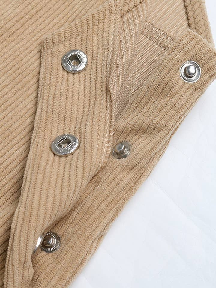 KHAKI CWDSD8740_CASUAL POCKET CORDUROY SUSPENDER DRESS for wholesale on Faire6