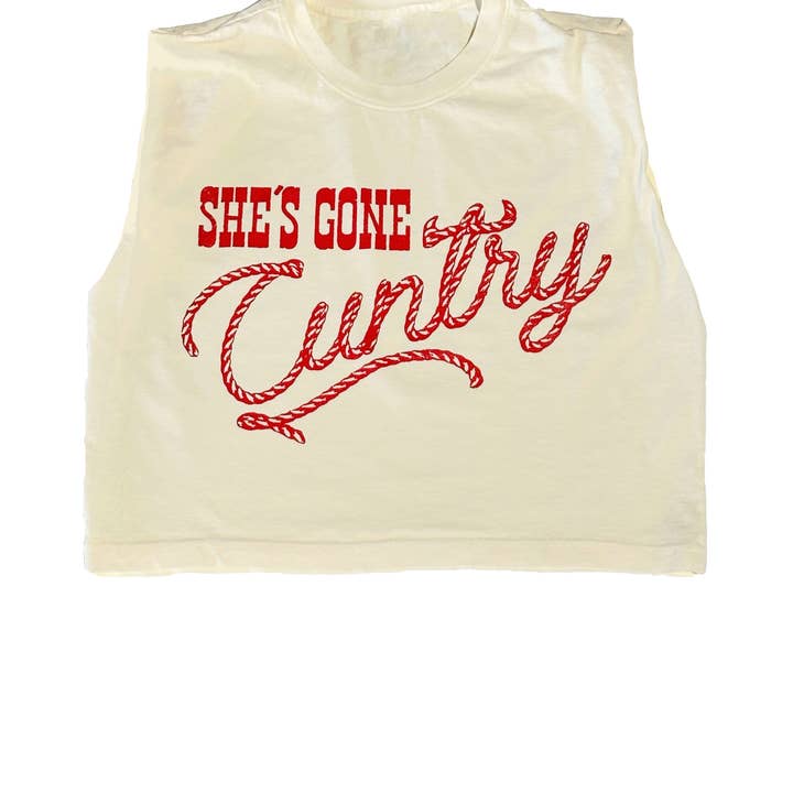 Débardeur sans manches She's Gone Country (Blanc cassé) pour la vente par AR-T's