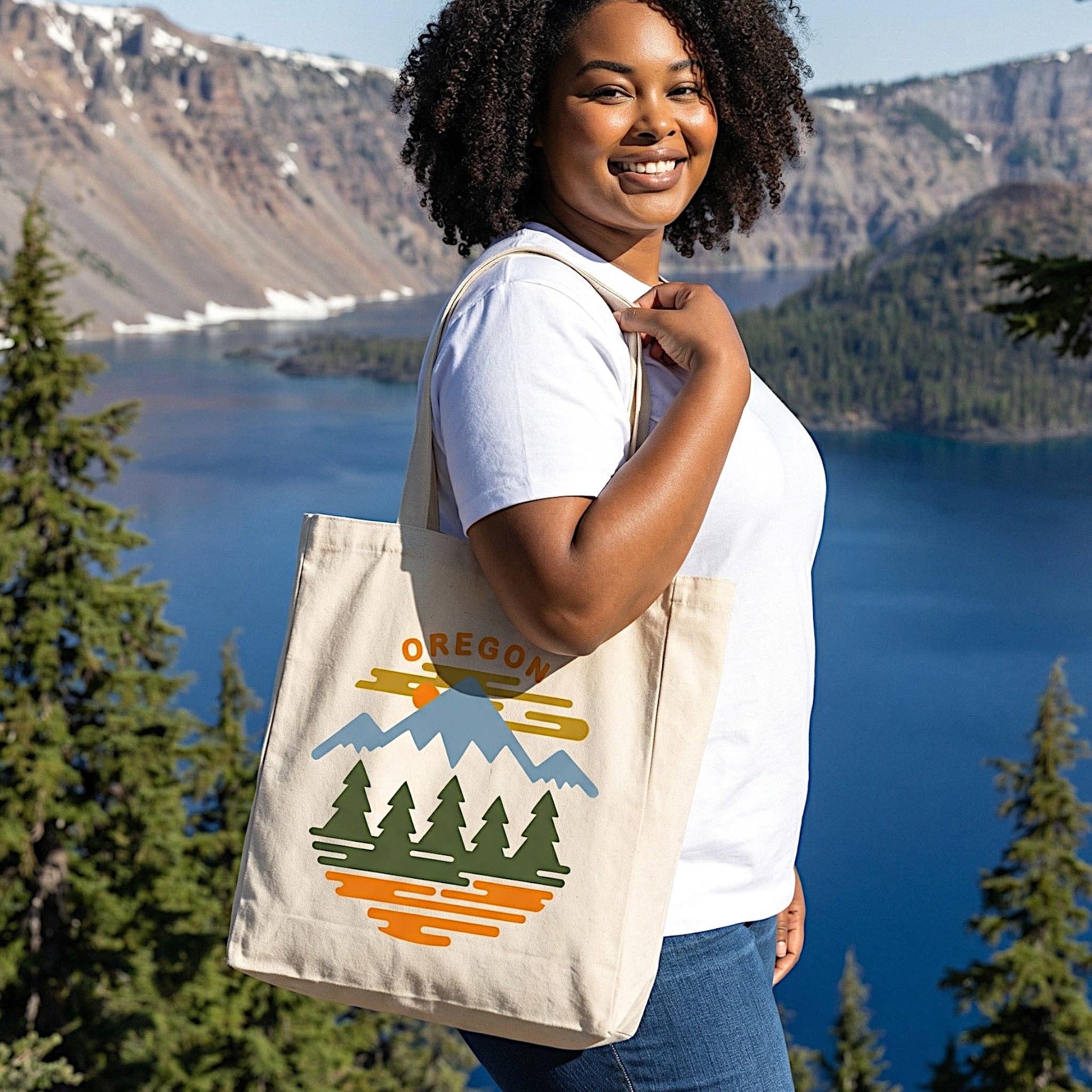 Little Bay Root - Wholesale Tote Bag - Unisex - Oregon Fifty Mountain Ranges | Market Tote Bag2
