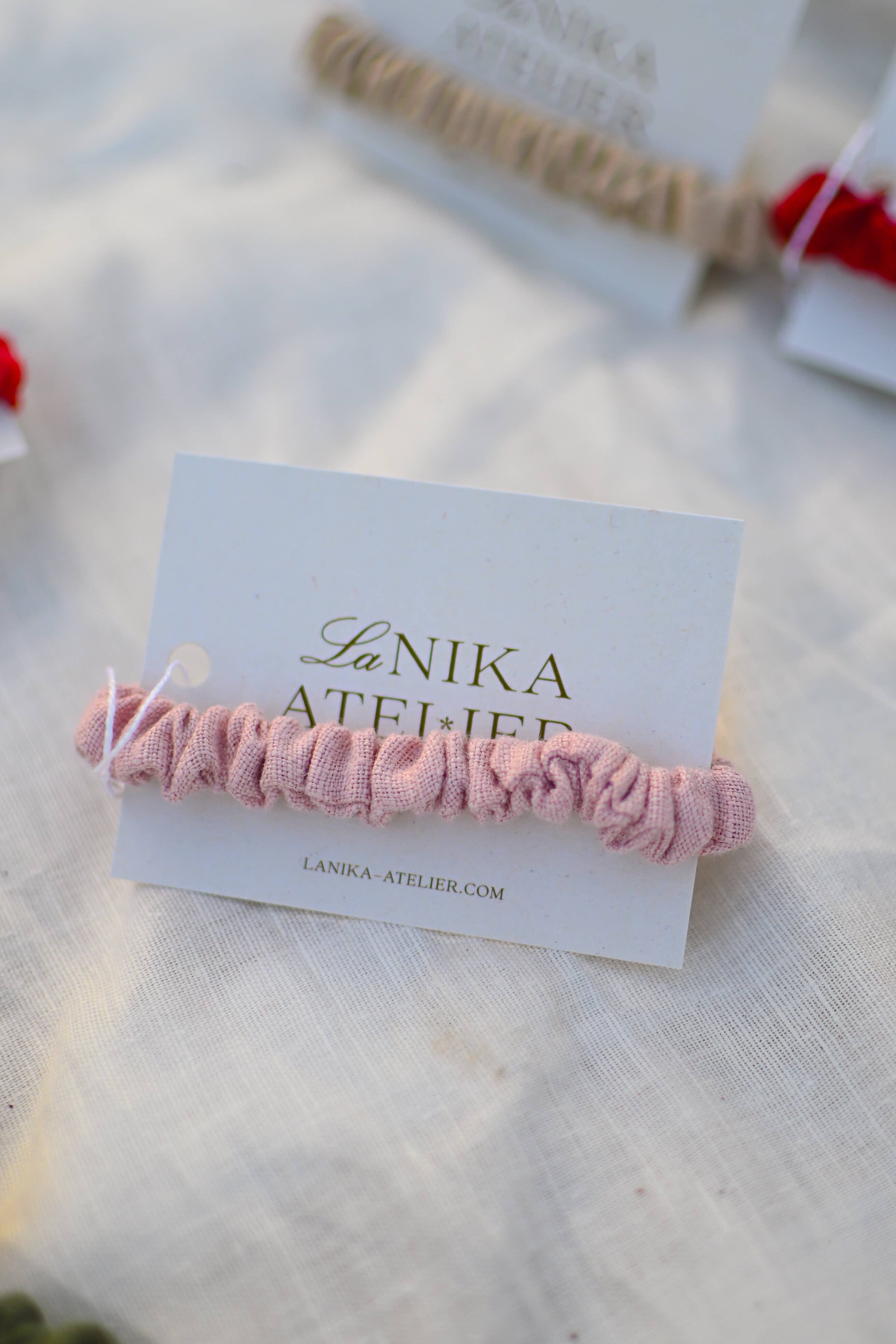 Lanika Atelier, Nika Korošec s.p. - Wholesale Hair Tie - Skinny 100% Linen Hair Elastic, No Plastic Scrunchies 3