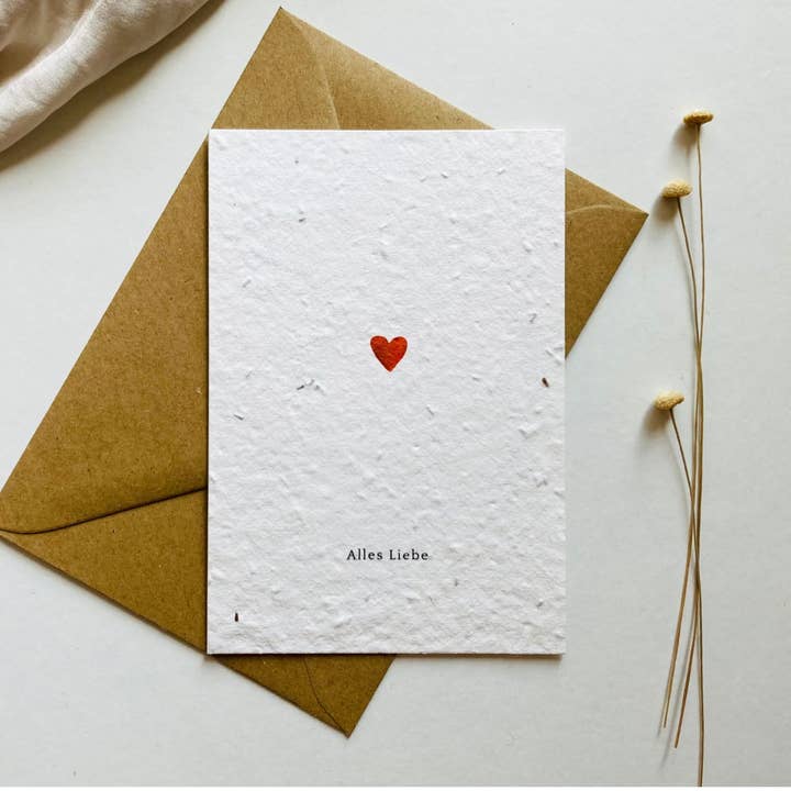 Einpflanzbare Glückwunschkarte | Samenkarte | Herz für den Großhandel von BlühWerk Papeterie OG
