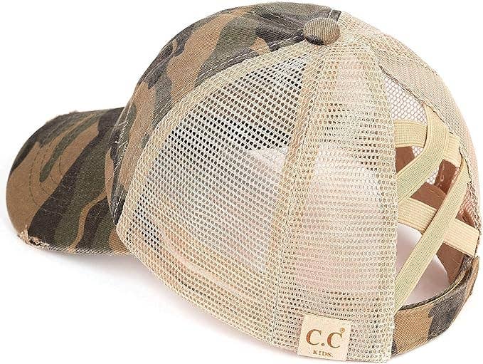 Funky Junque - Vendita all'ingrosso Cappellino da baseball - Bambini - Berretto da cavallo Criss Cross per bambini - Green Camo5