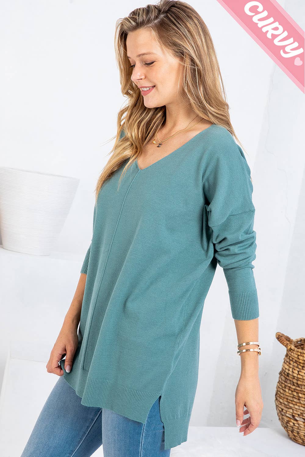 Sweet Lovely by Jen - Wholesale Tunic Sweater - Women's - PLUS SIZE  COZY KNIT SWEATER57