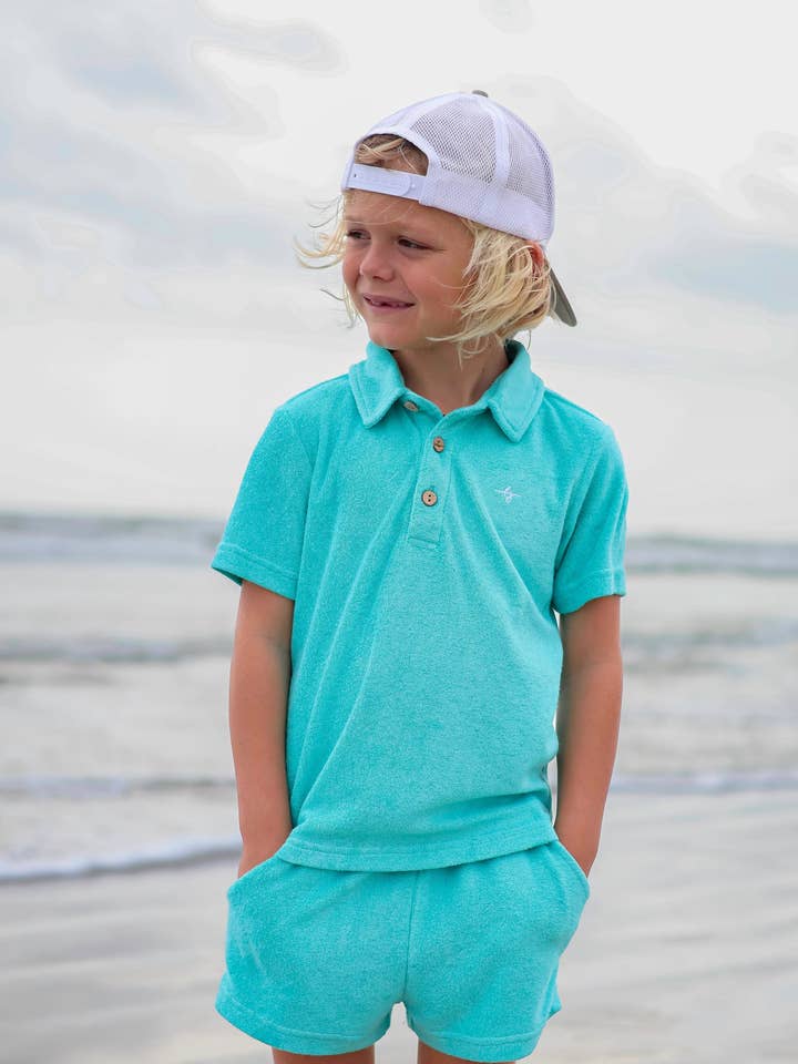 Love and Grow Clothing Co - Wholesale Top & Short Set - Kids - Lanier Bamboo Terry Set - Teal