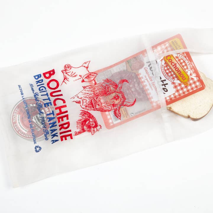 Brigitte Tanaka - Wholesale Tote Bag - Women's - "Boucherie" bag repurposed in organza and embroidery3