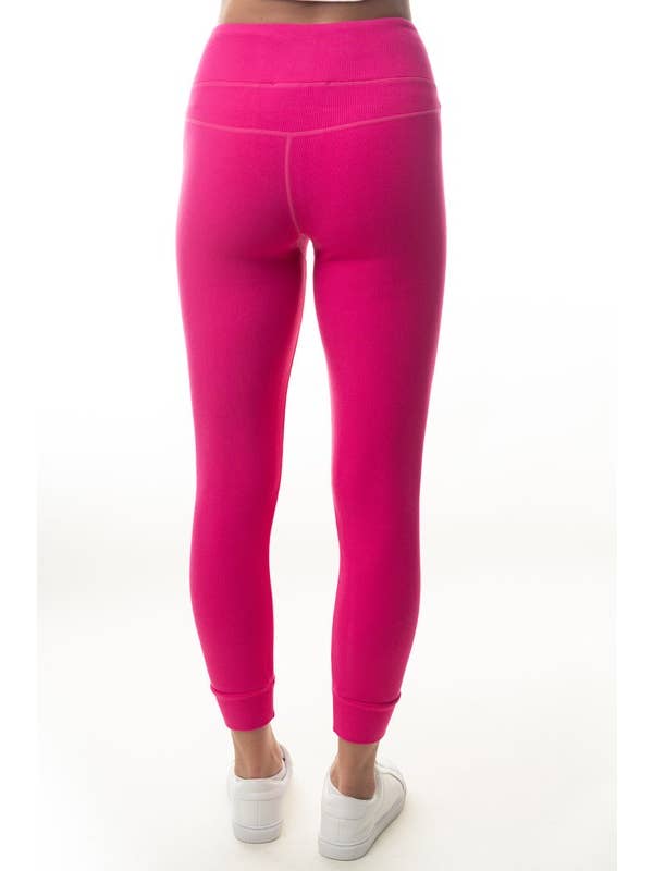Hot Pink P40384 High Waisted Solid Knit Leggings for wholesale on Faire