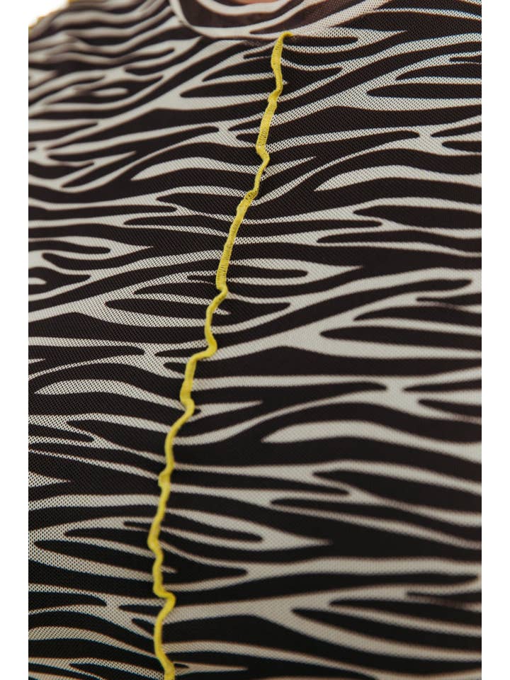 Maude Zebra Mesh Dress | Dark brown for wholesale on Faire2