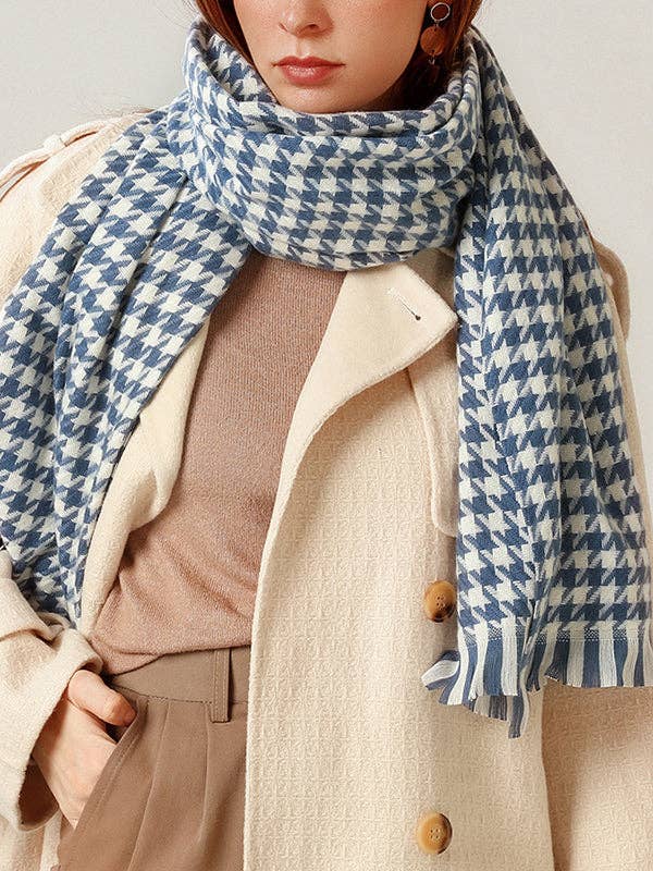 VividLux - Wholesale Scarf - Women's - Fringed Houndstooth Keep Warm Shawl&Scarf8