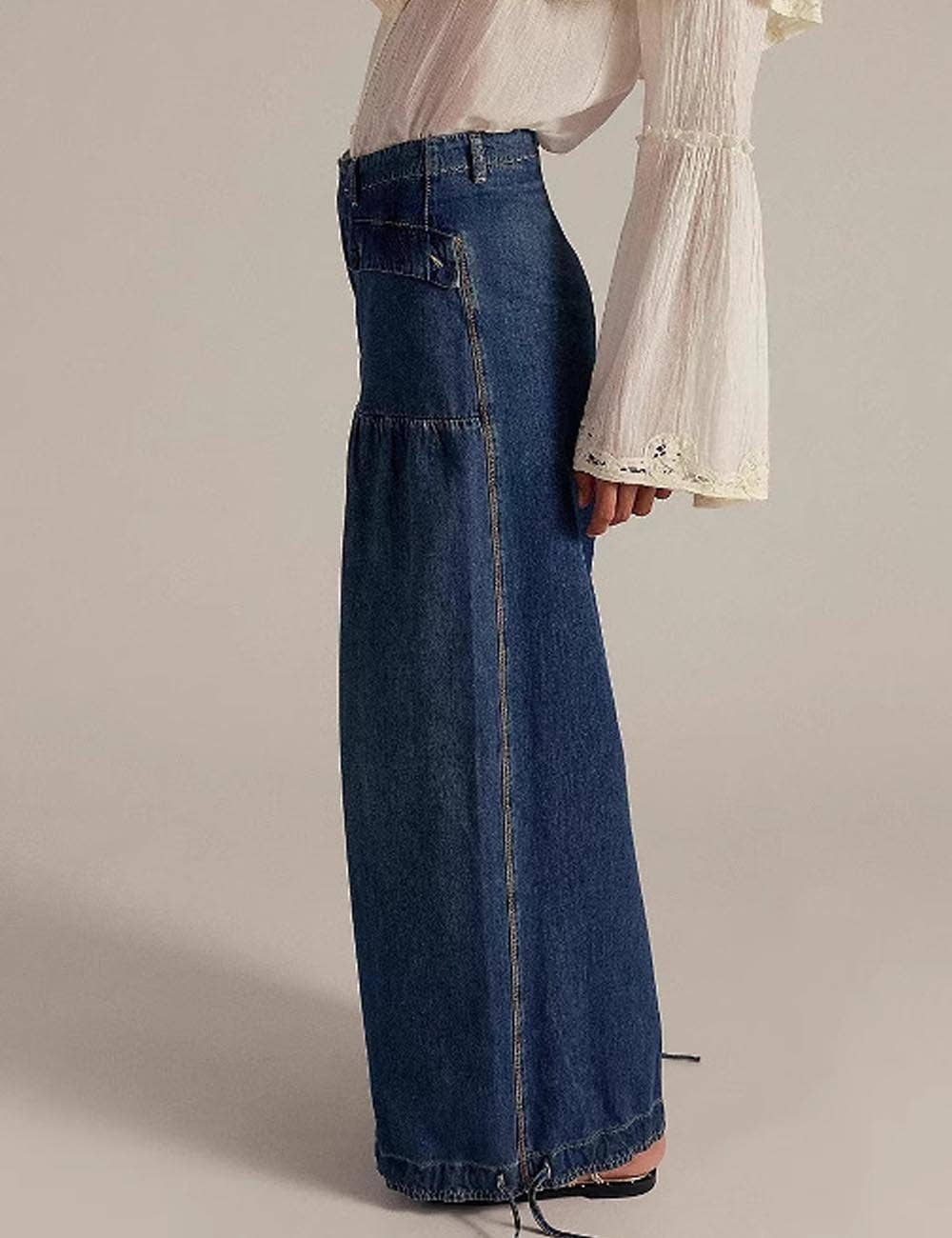 Dipped Shop - Wholesale Jeans - Women's - Simple Ruched Drawstring Cuffed Denim Pants DP25E4811