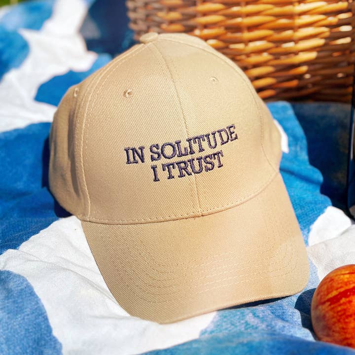 In Solitude I Trust Embroidered Slogan Cap for wholesale by Tulastra Studio